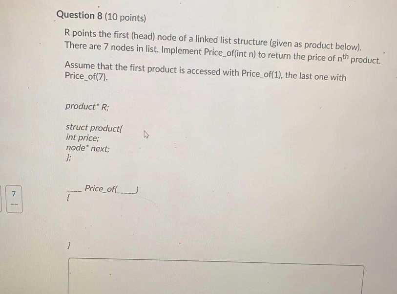 Solved Question 8 (10 points) R points the first (head) node | Chegg.com