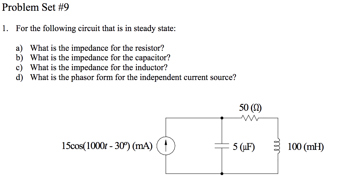 Solved Problem Set #9 1. For the following circuit that is | Chegg.com