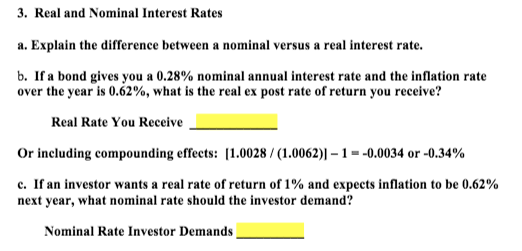 Solved 3 Real And Nominal Interest Rates A Explain The Chegg Com