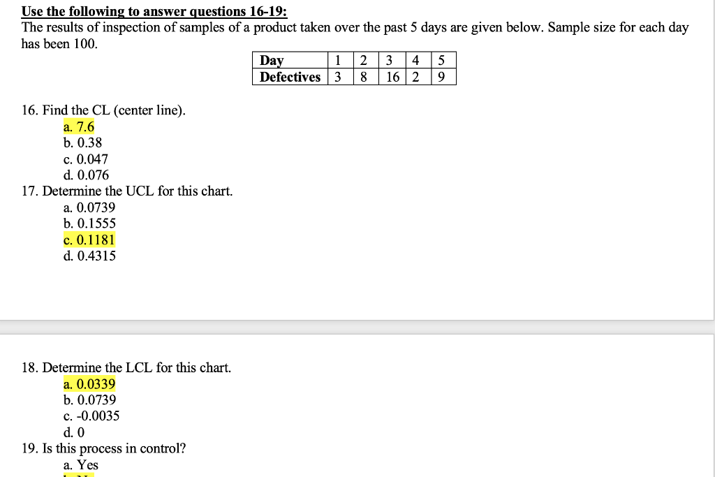 Solved Use The Following To Answer Questions 16-19: The | Chegg.com