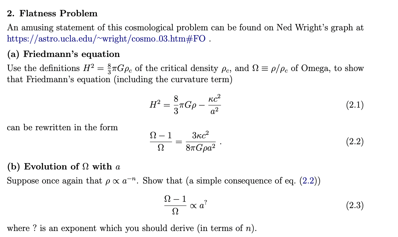 2. Flatness Problem An amusing statement of this | Chegg.com