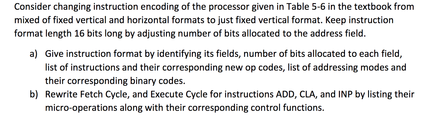 Consider changing instruction encoding of the | Chegg.com
