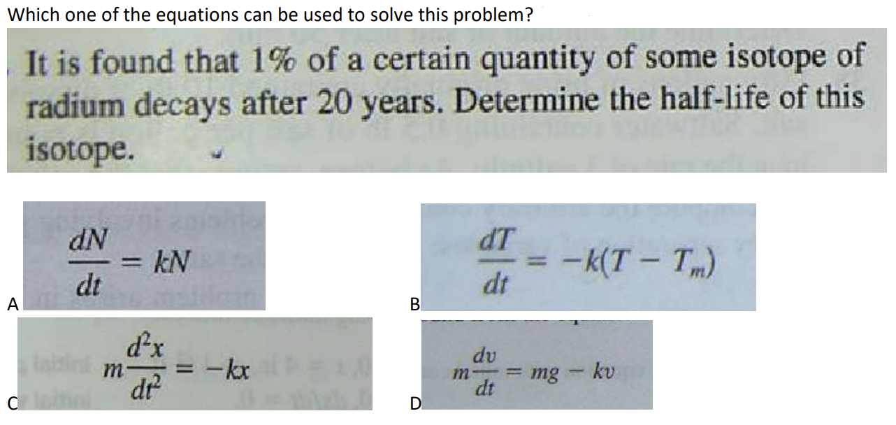 Solved Which one of the equations can be used to solve this | Chegg.com