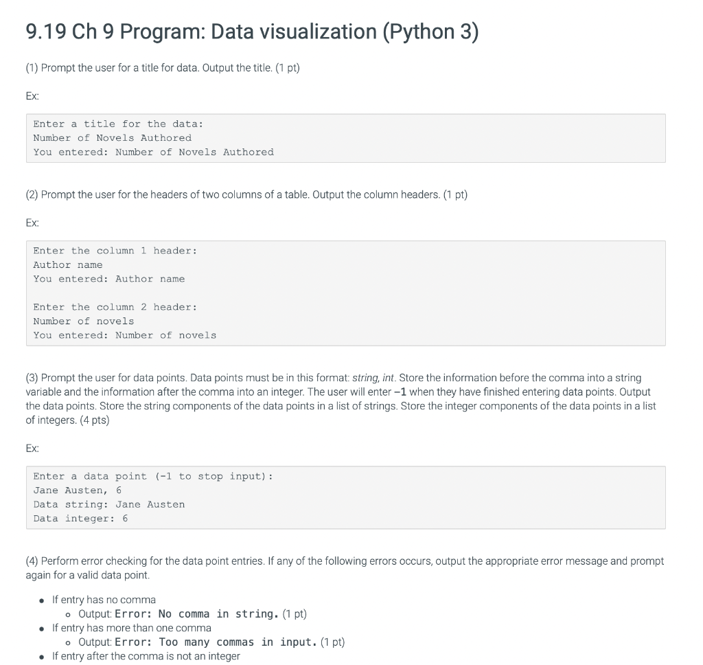 Solved 9.19 Ch 9 Program: Data visualization (Python 3) (1) | Chegg.com