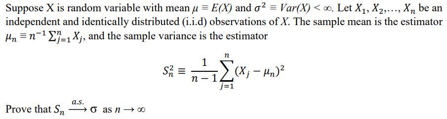 Solved Suppose X is random variable with mean u = E(X) and | Chegg.com