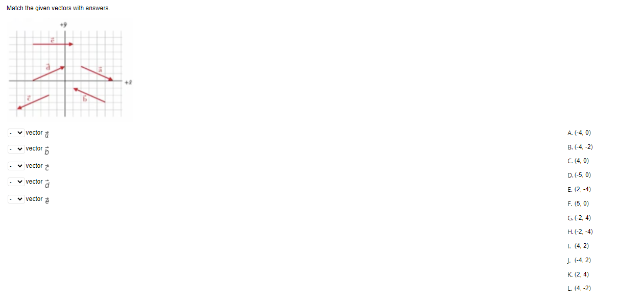 Solved Match the given vectors with answers. a vector a | Chegg.com