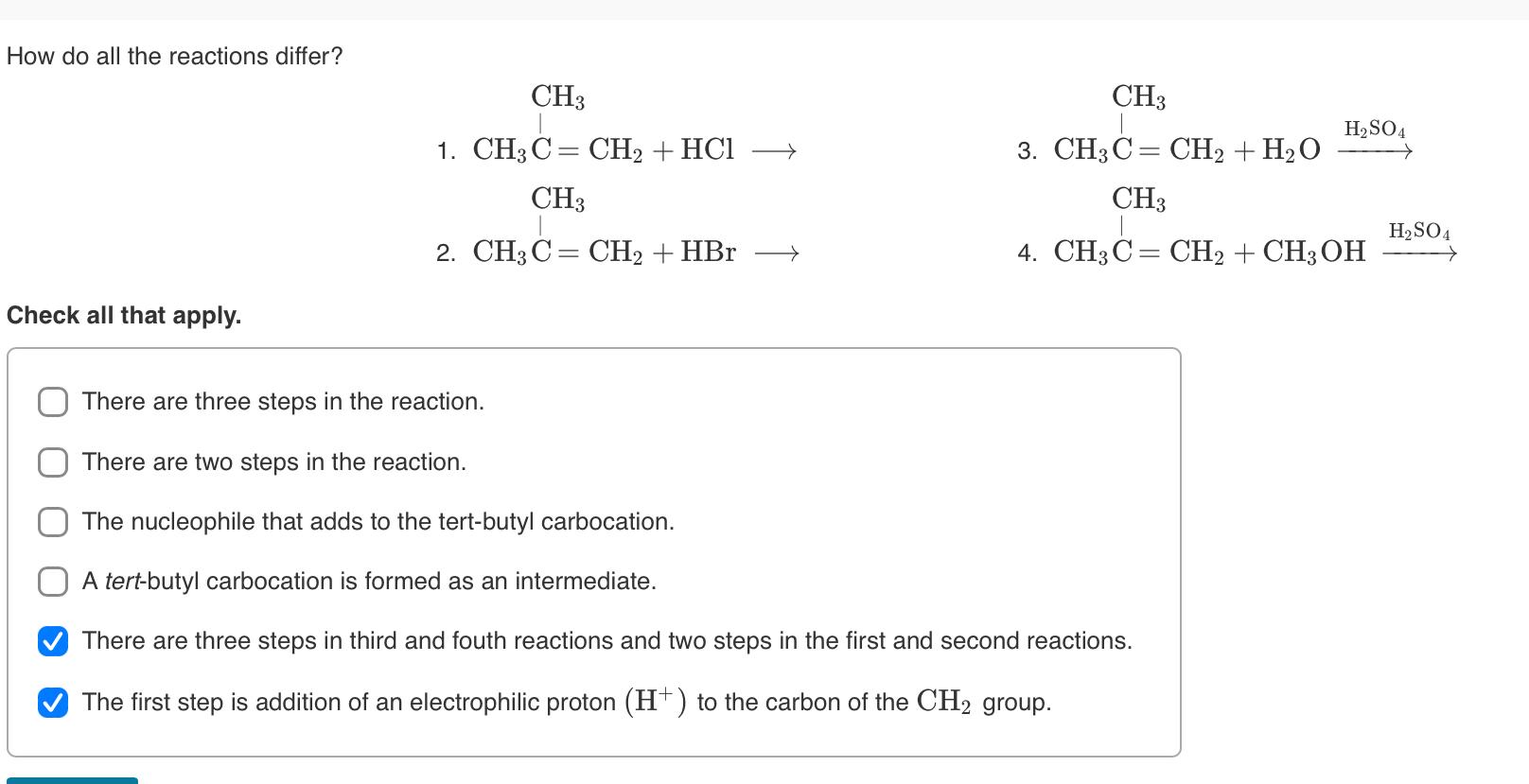 How do all the reactions differ? 1. 3. 2. 4. Check | Chegg.com