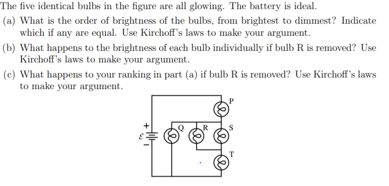 Solved The five identical bulbs in the figure are all | Chegg.com