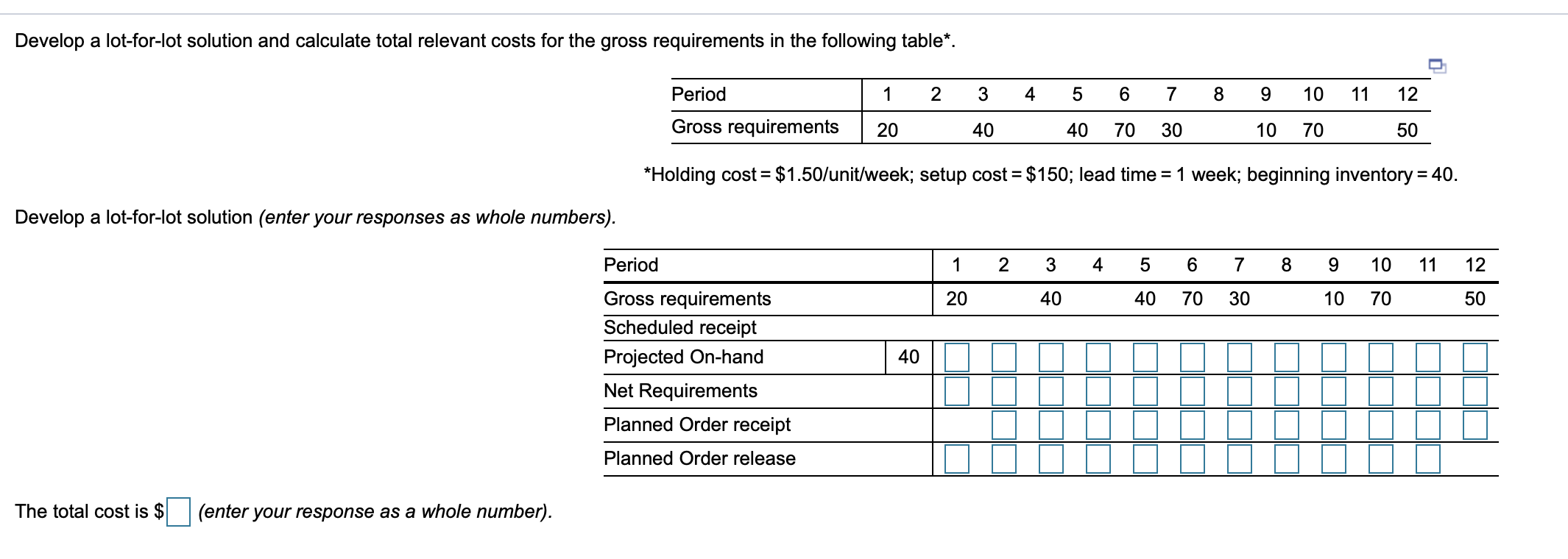 Solved Develop a lotforlot solution and calculate total