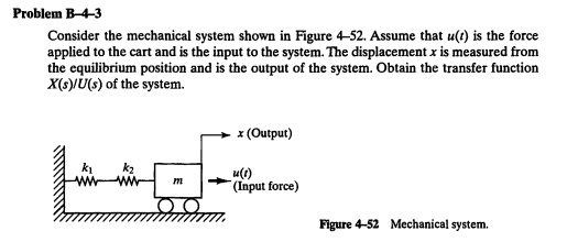 Solved Consider the mechanical system shown in Figure 4-52. | Chegg.com