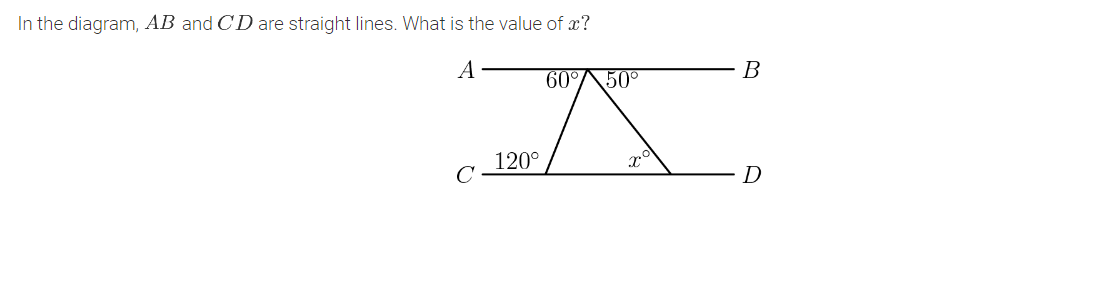 Solved In the diagram, AB and CD are straight lines. What is | Chegg.com