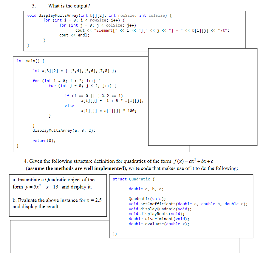 Solved What is the output in c++? number 3 and 4 please | Chegg.com