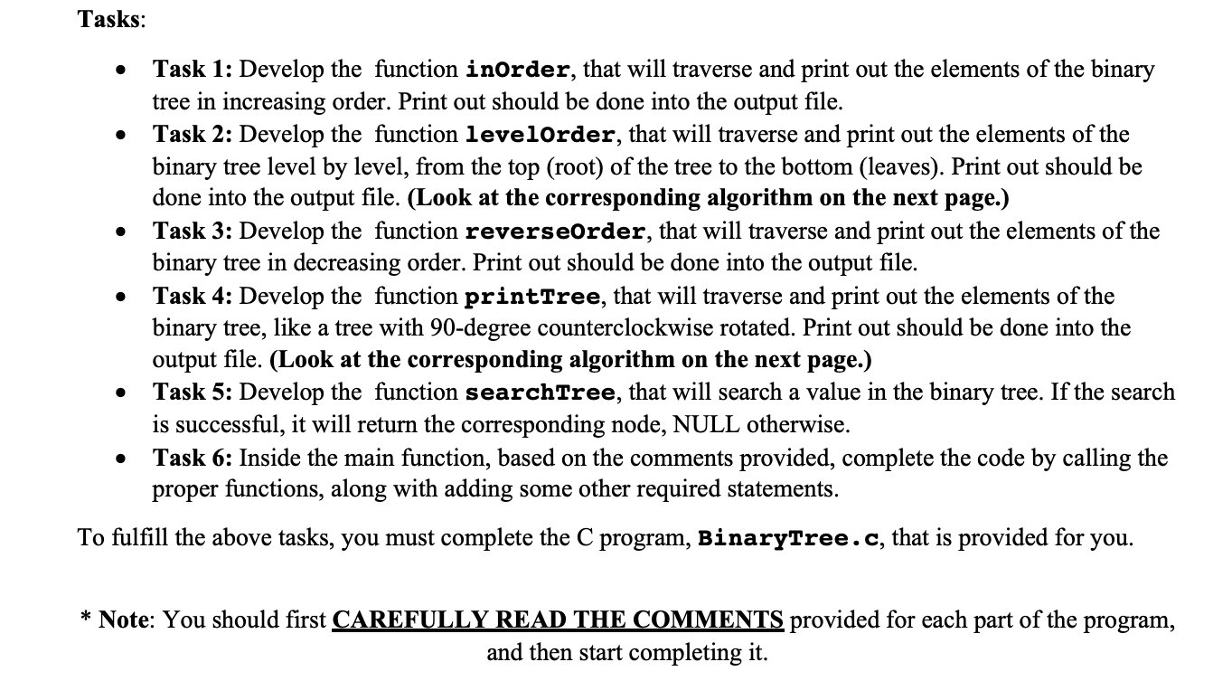 Solved Question 2 (30 marks) Binary Tree: In this question | Chegg.com