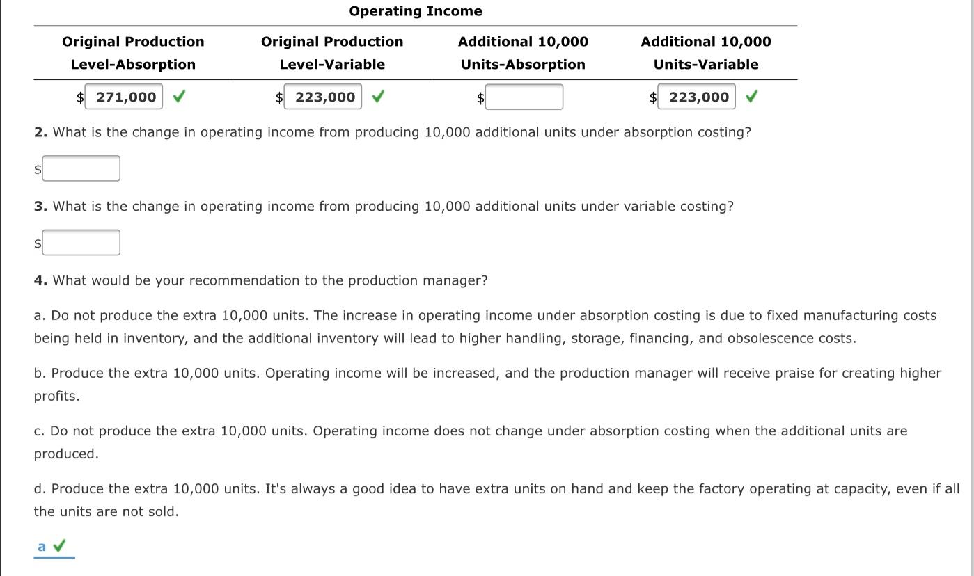 Solved Mastery Problem Variable Costing for Management