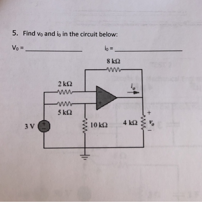 Solved 5. Find vo and io in the circuit below: 0 3 V | Chegg.com