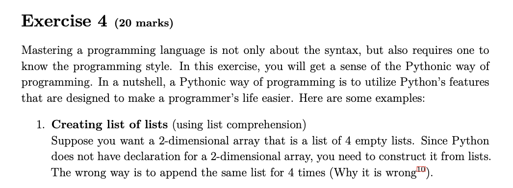 Exercise 4 (20 marks) Mastering a programming | Chegg.com