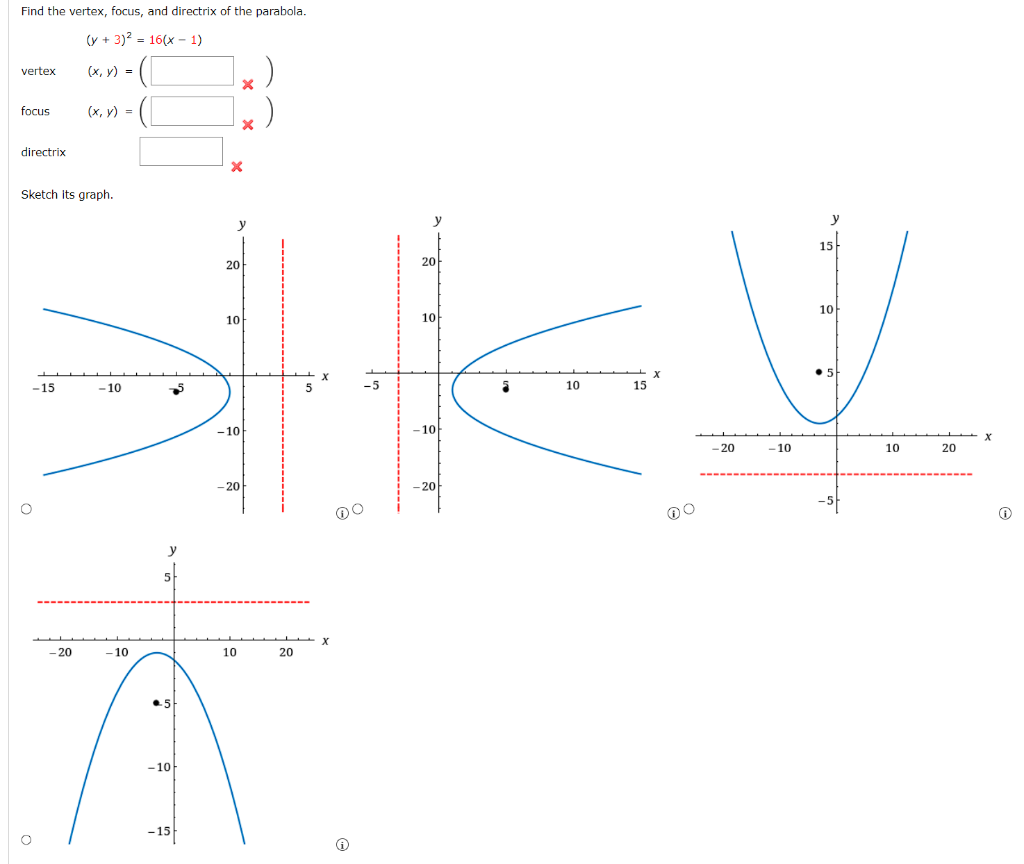 Solved Find the vertex, focus, and directrix of the | Chegg.com