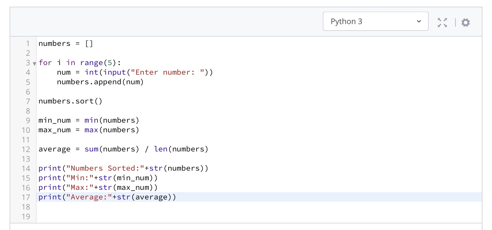 Solved numbers =[] for i in range(5): num = int | Chegg.com