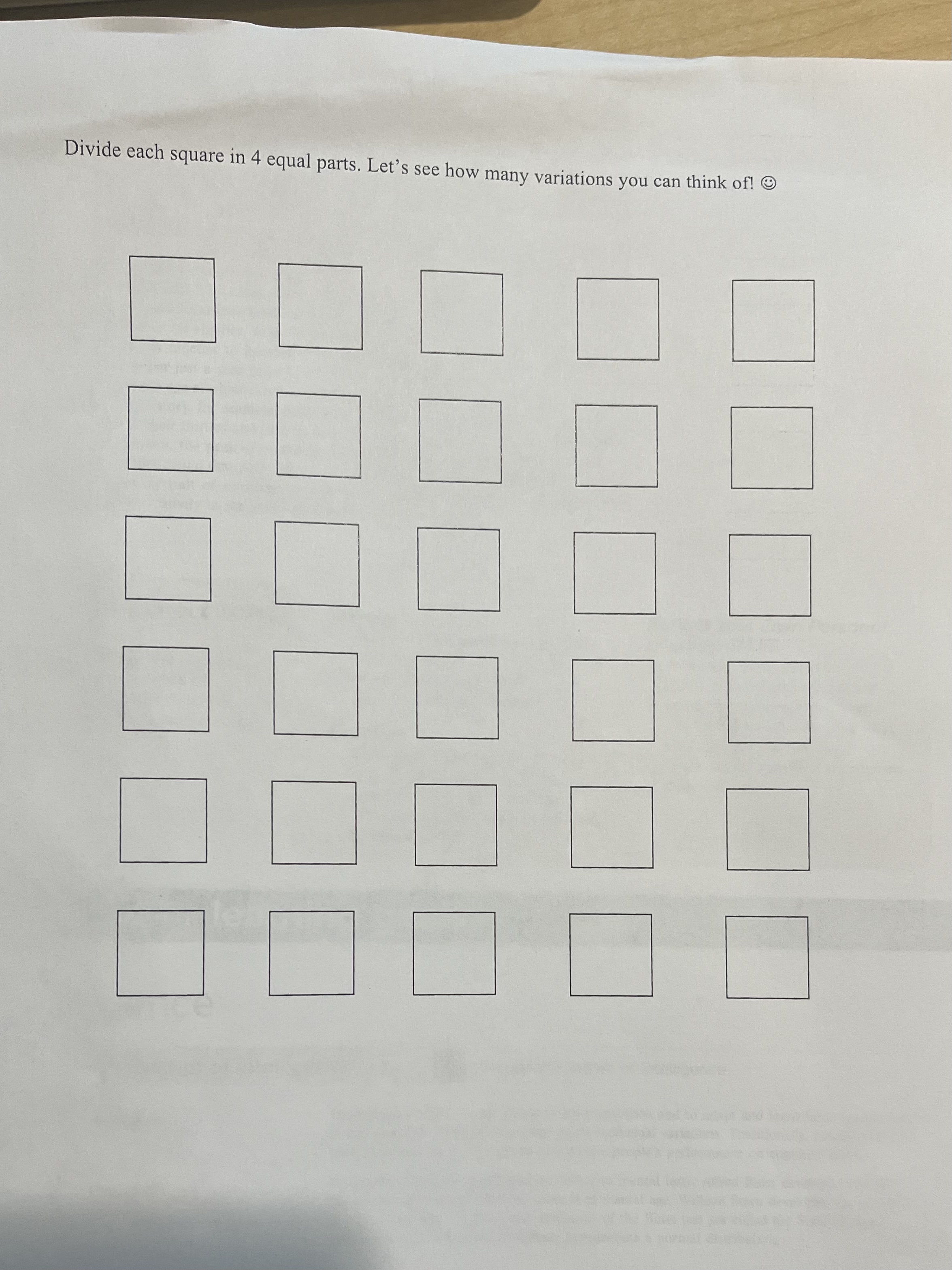 Solved Divide the squares in the attached worksheet into 4