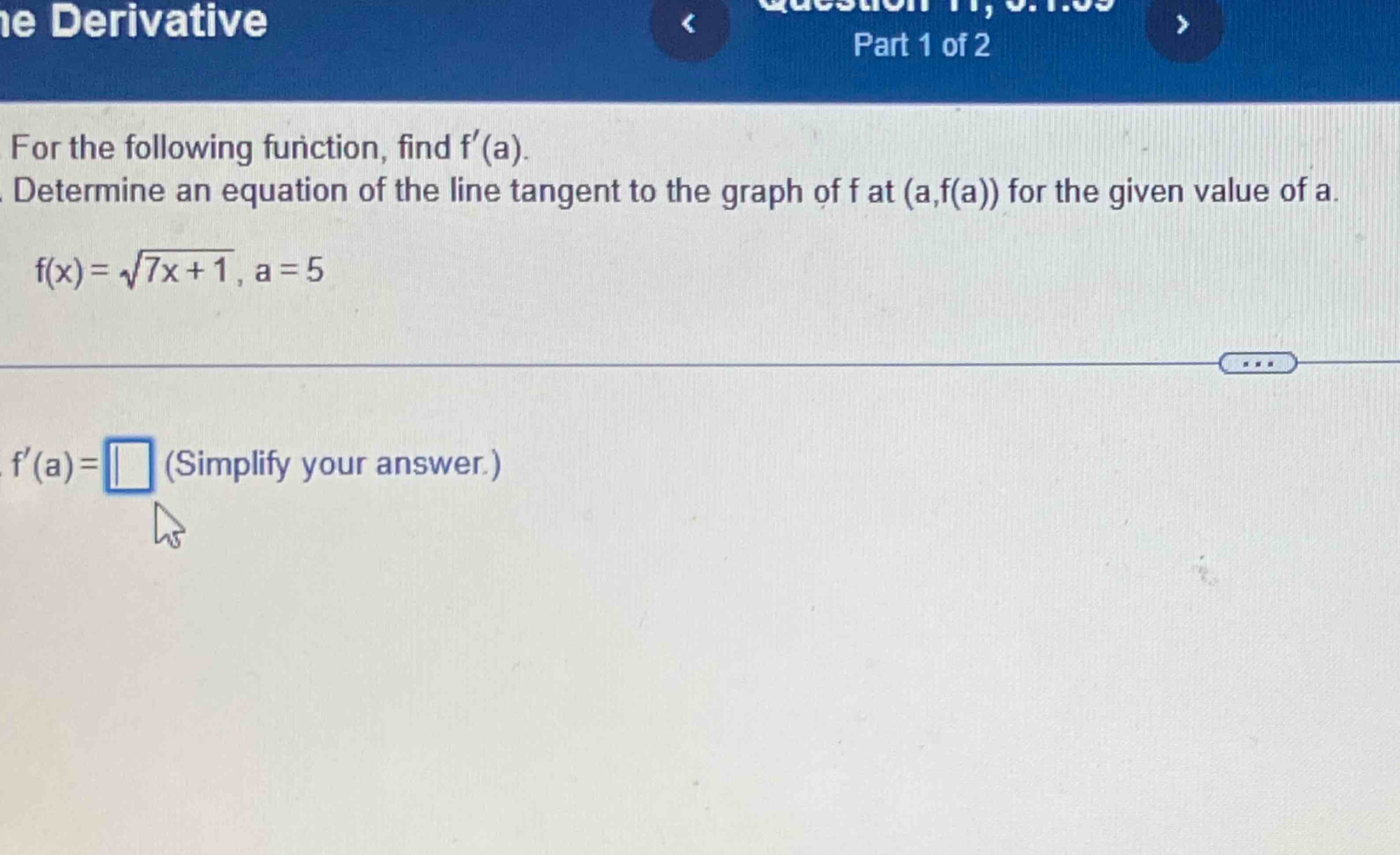 Solved For the following furiction, find f'(a).Determine an | Chegg.com