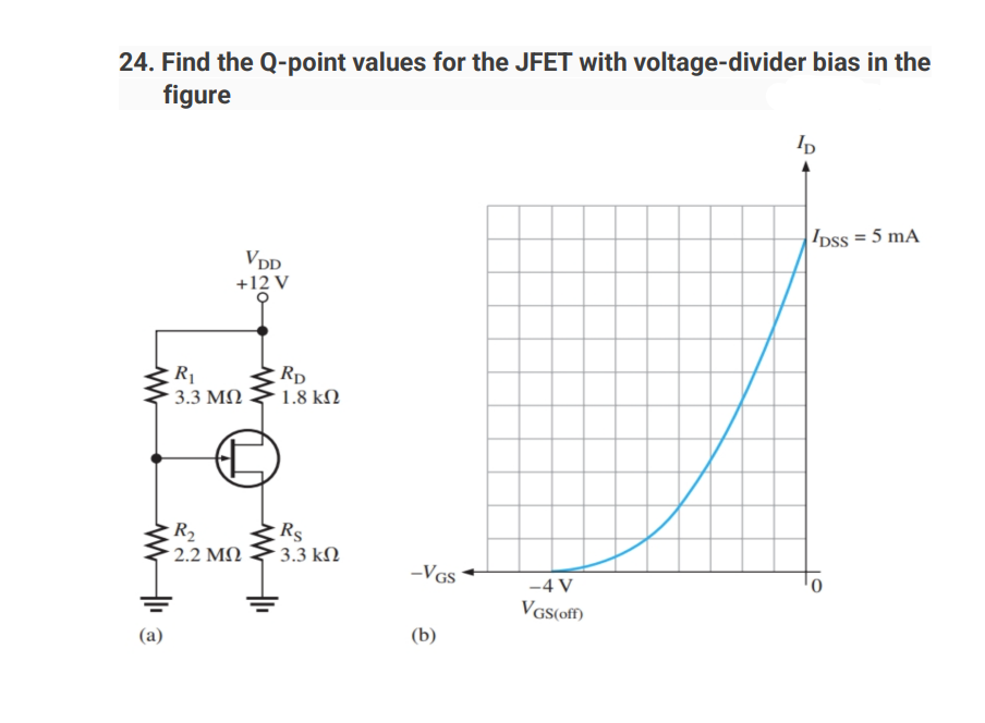 Solved 24 Find The Q Point Values For The Jfet With 1627