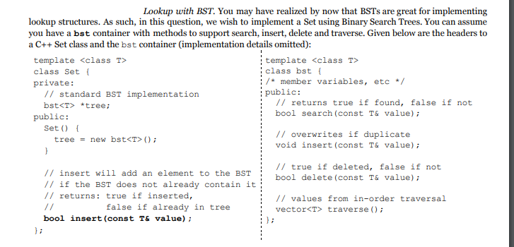 Solved Lookup with BST. You may have realized by now that | Chegg.com