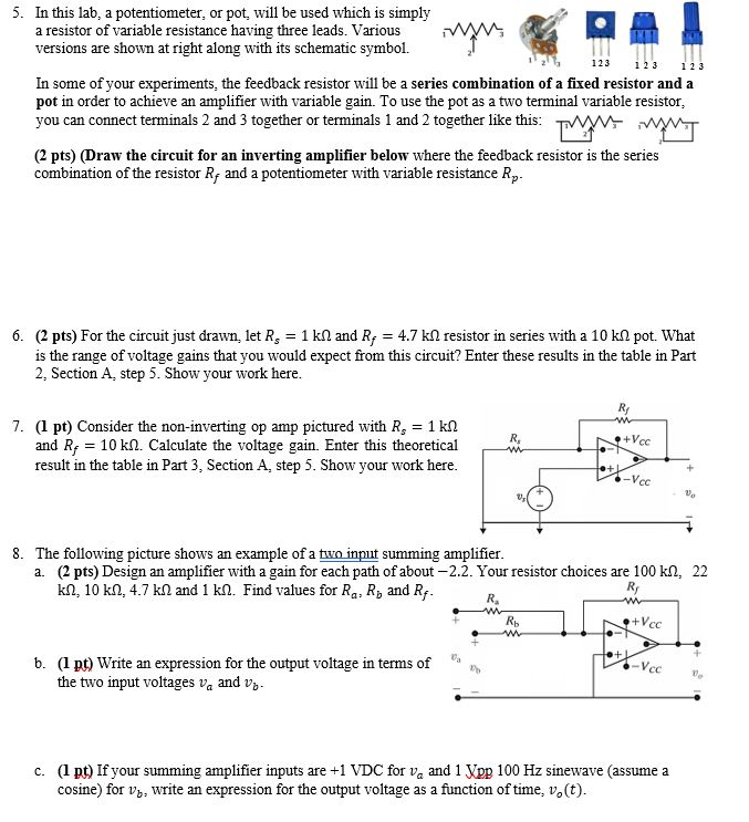 Solved 5. In this lab, a potentiometer, or pot, will be used
