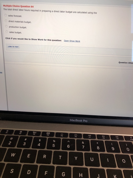 Solved Multiple Choice Question 64 The Total Direct Labor | Chegg.com