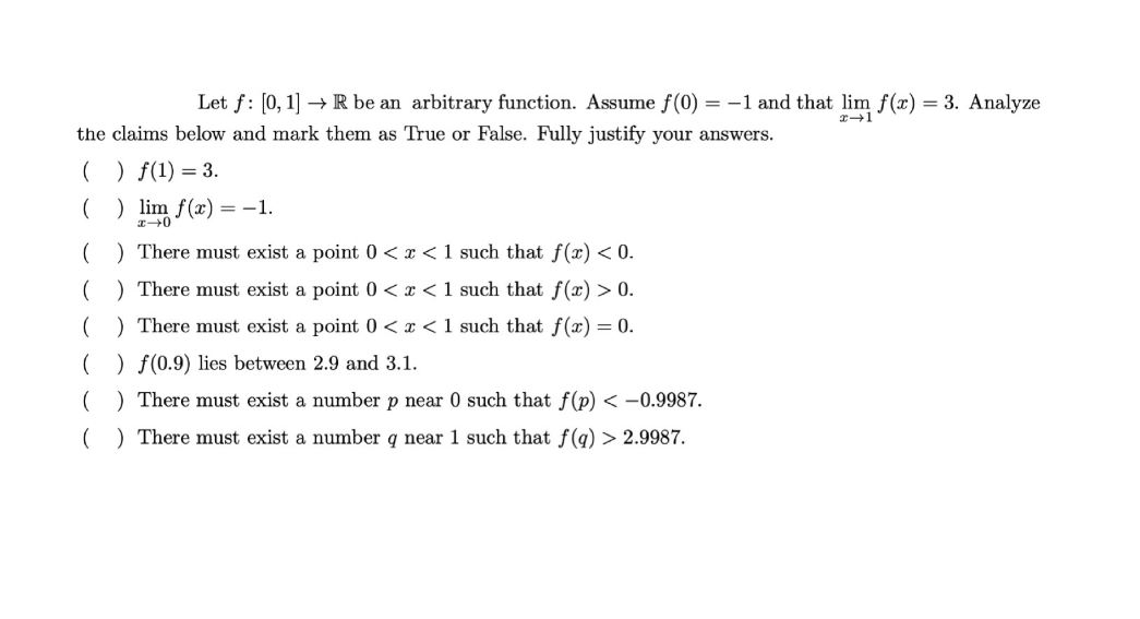 Solved Let F 0 1 R Be An Arbitrary Function Assume Chegg Com