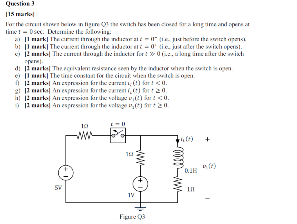 Solved Question 3 [15 marks) For the circuit shown below in | Chegg.com