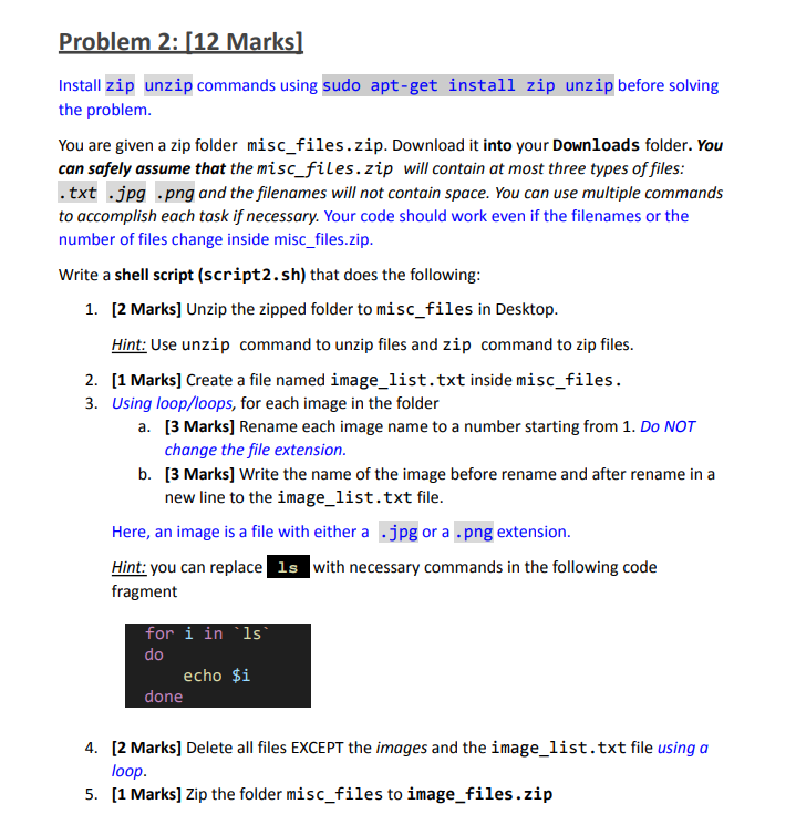 Solved Install zip unzip commands using sudo aptget install