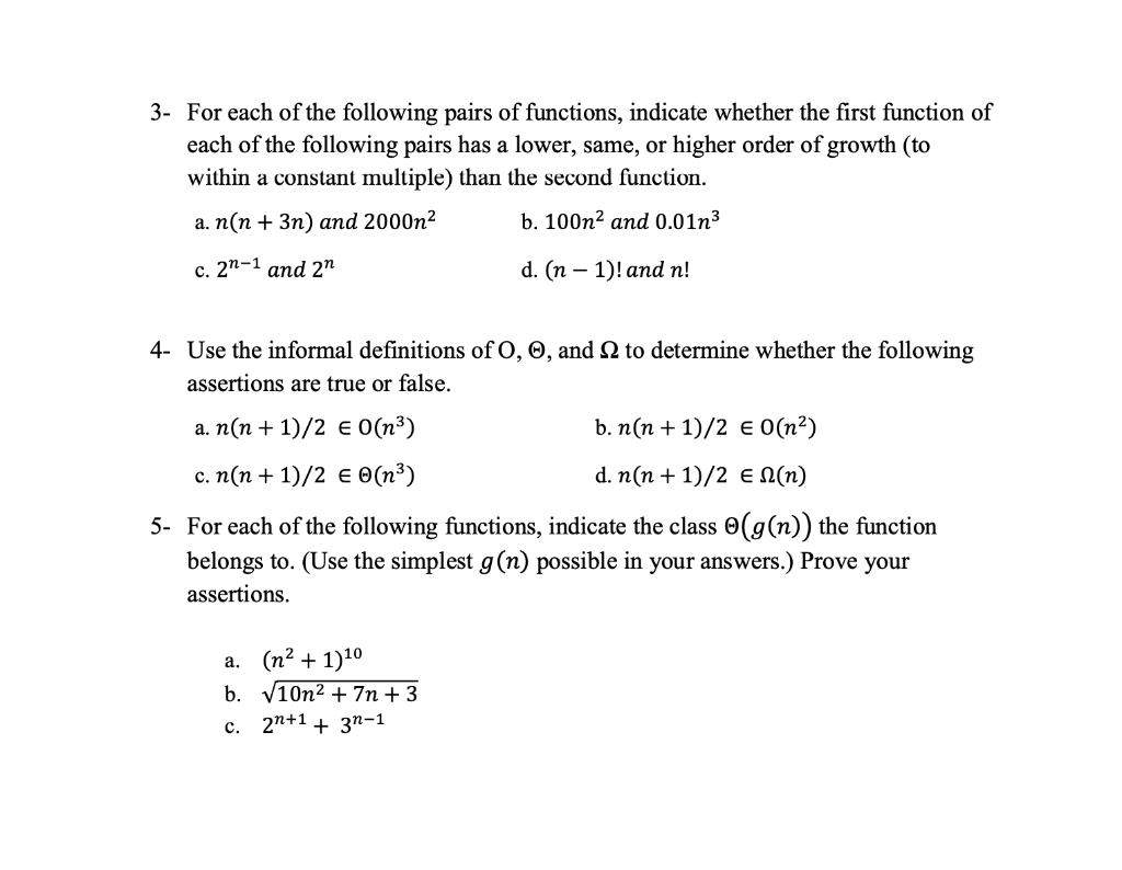 Solved 3 For Each Of The Following Pairs Of Functions