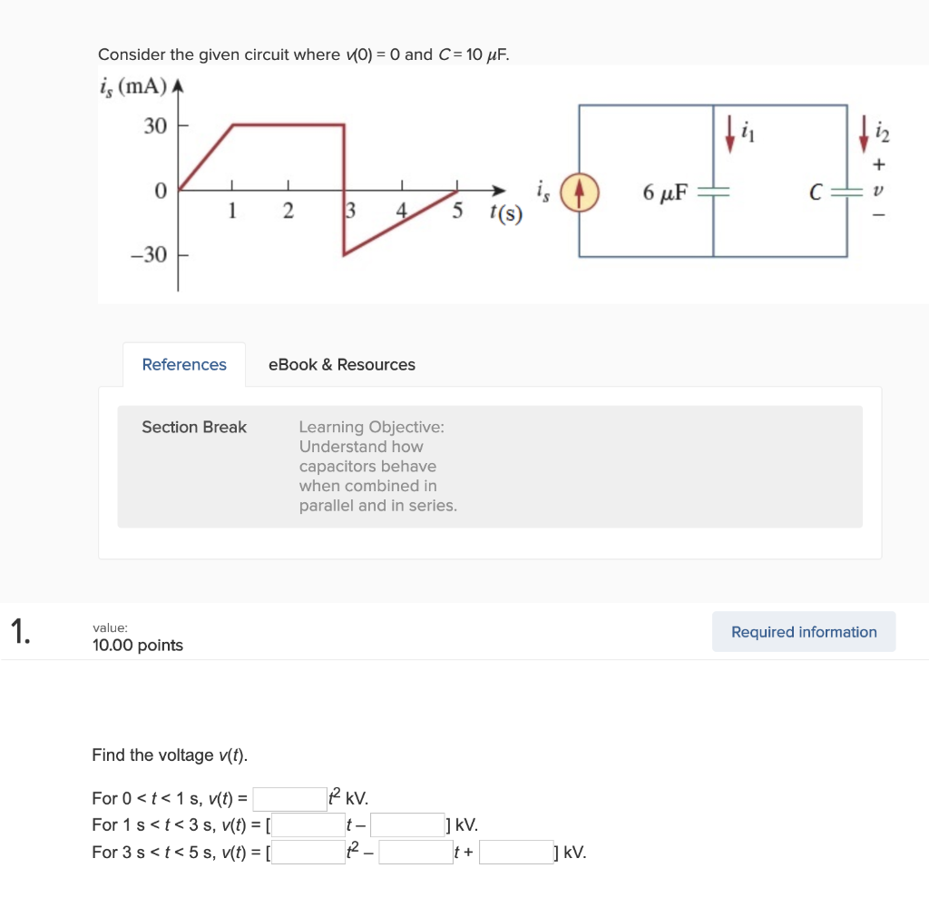 Solved Consider The Given Circuit Where V 0 0 And C Chegg Com