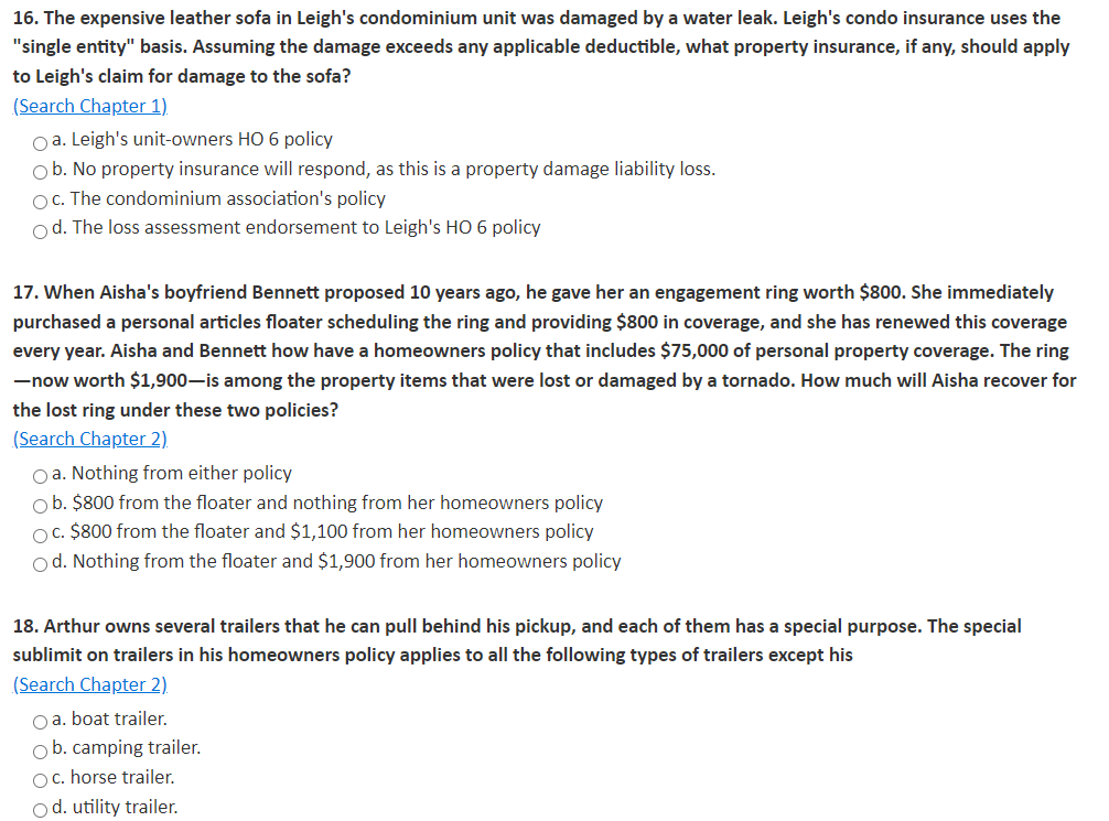 Solved 16. The expensive leather sofa in Leigh's condominium