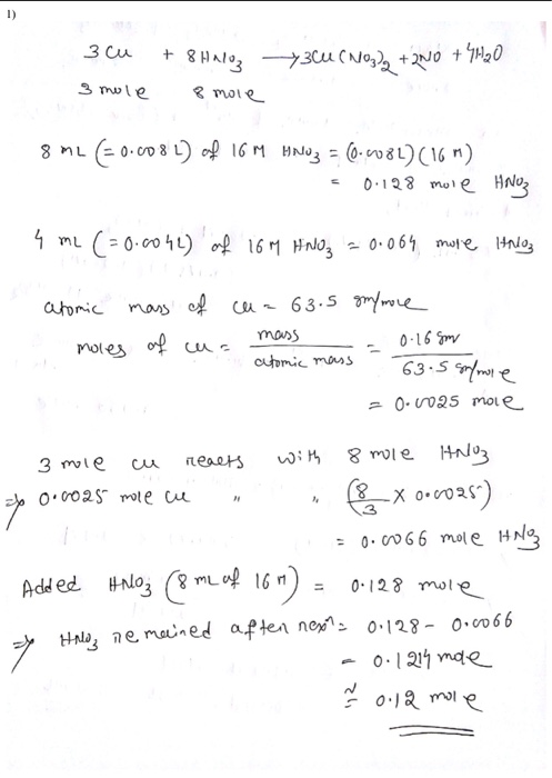 Solved 2. Because the student added too much nitric acid, he | Chegg.com