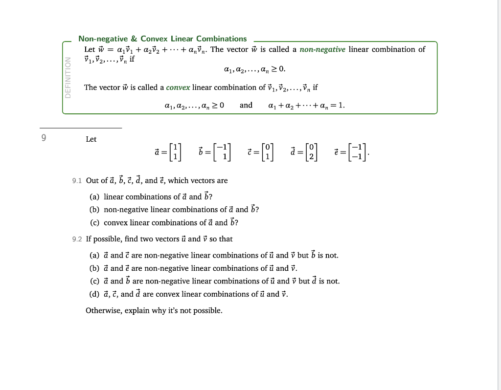 Solved Nonnegative \& Convex Linear Combinations Let