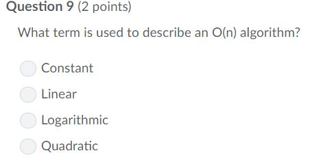 Solved: Question 9 (2 Points) What Term Is Used To Describ... | Chegg.com