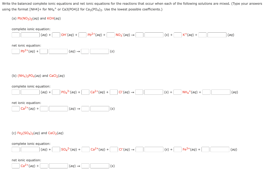 Solved rite the balanced complete ionic equations and net | Chegg.com