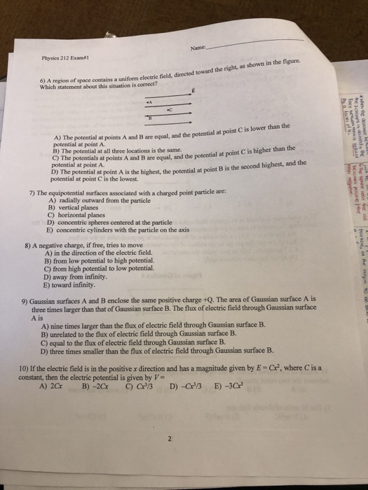 Solved Name: Physics 212 Exam#1 as shown in the figure | Chegg.com