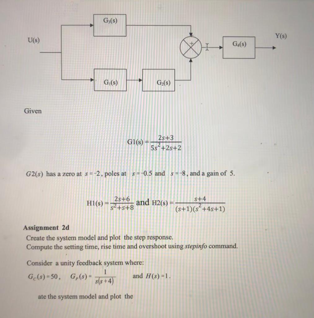 Solved Assignment 2a A Create A Transfer Function For Th Chegg Com