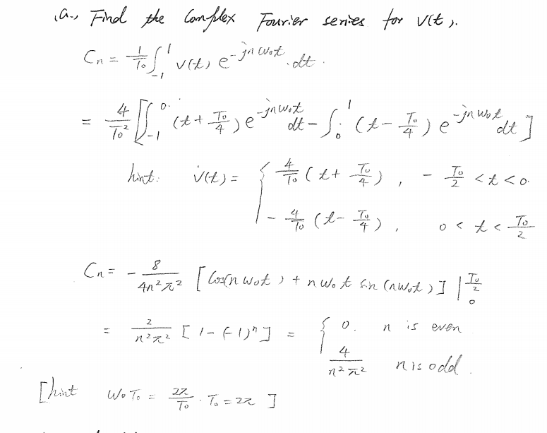 Solved Find the complex Fourier series for v(t). Below is a | Chegg.com