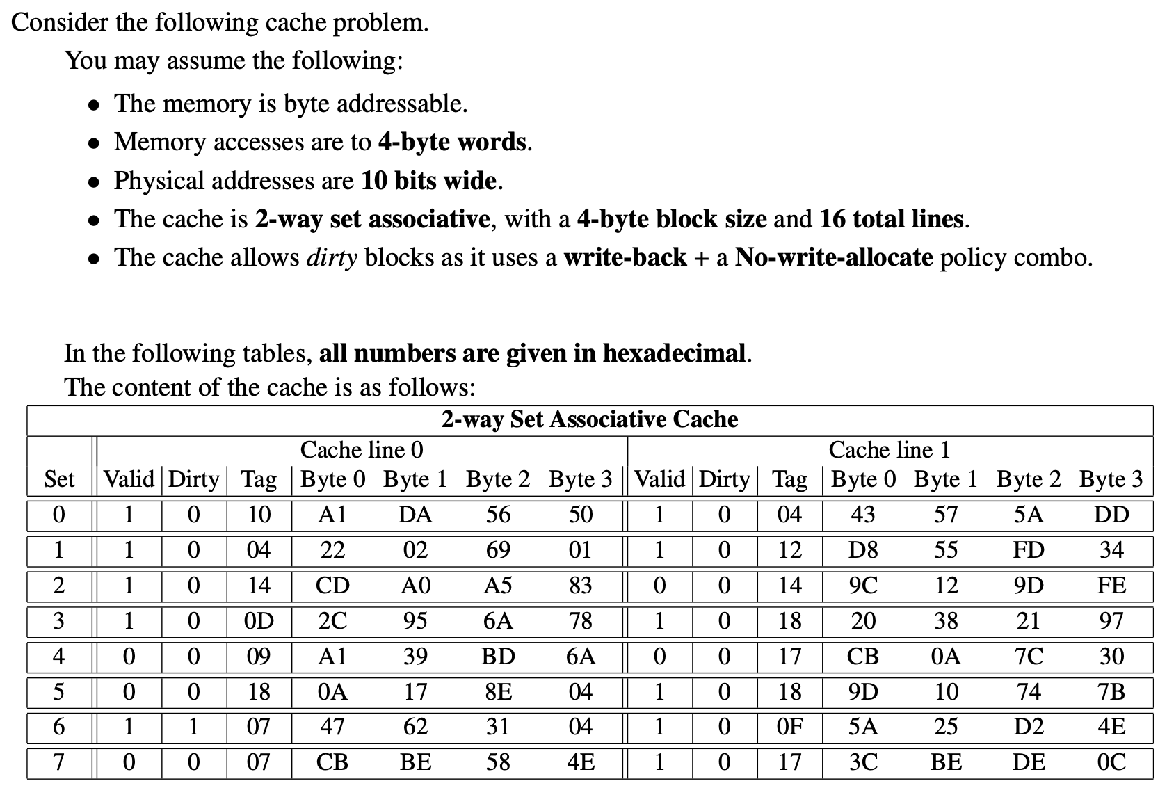 Solved Consider the following cache problem. You may assume | Chegg.com