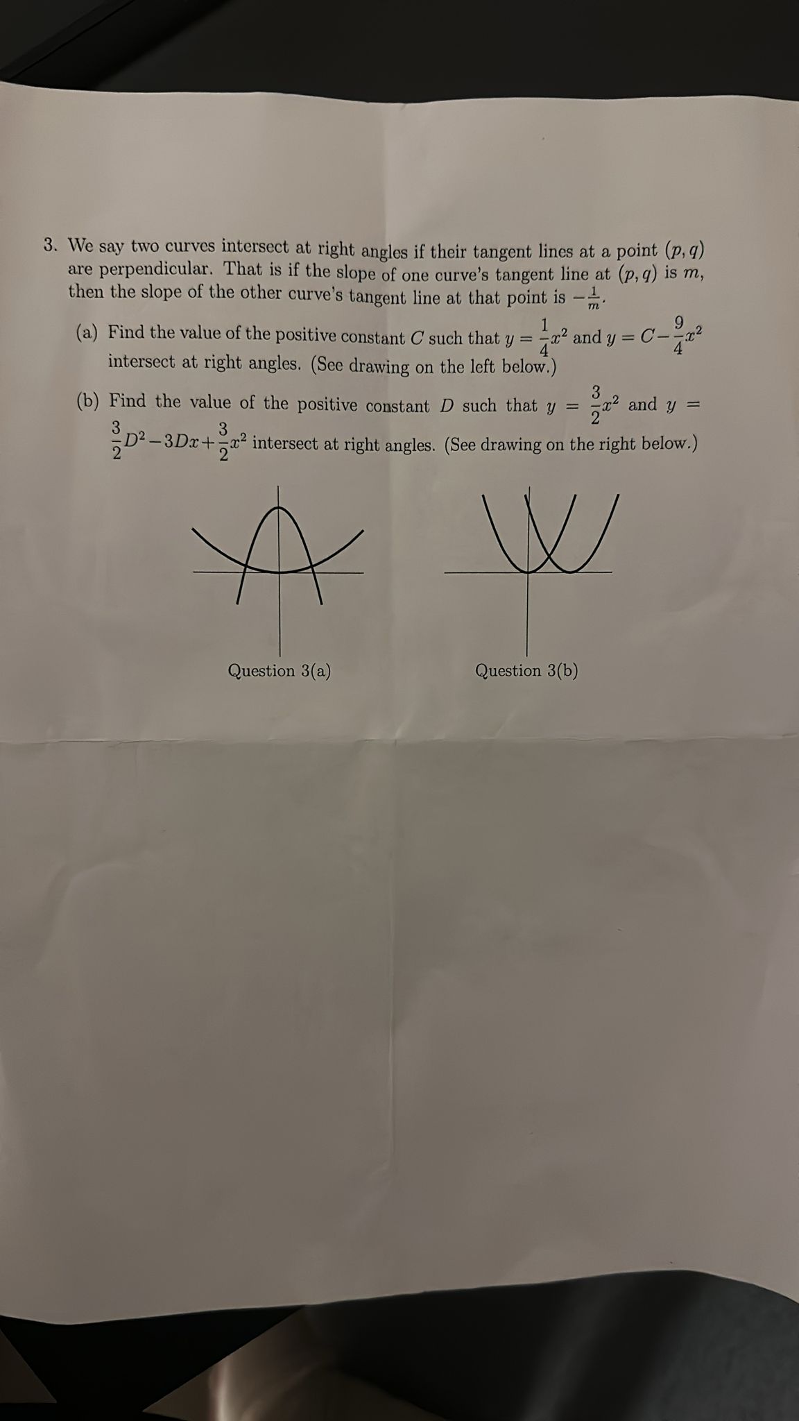 Solved 3. We say two curves intersect at right angles if | Chegg.com