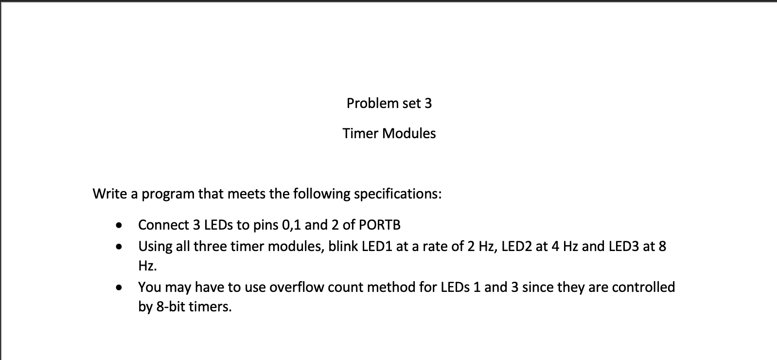 Embedded system Timer Modules Write a program that | Chegg.com