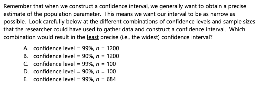 Solved Remember That When We Construct A Confidence | Chegg.com