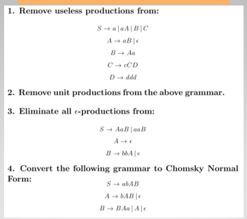 1. Remove Useless Productions From: S + |A|B|C ABC B | Chegg.com