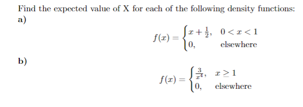 Solved Find The Expected Value Of X For Each Of The | Chegg.com