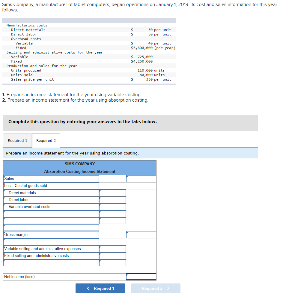 Solved Sims Company, a manufacturer of tablet computers, | Chegg.com