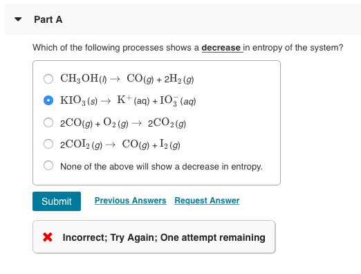 Solved Part A Which of the following processes shows a | Chegg.com
