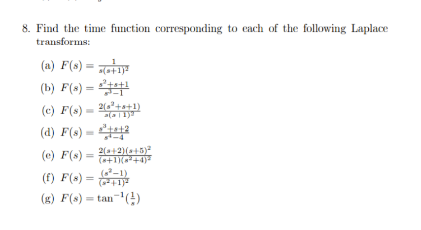 Solved 7. Find the time function corresponding to each of | Chegg.com